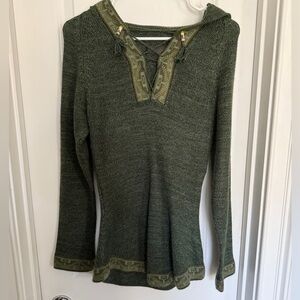 Peru Alpaca Green Long Sleeve Knit Sweater